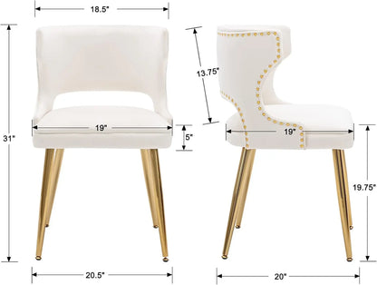 Velvet Dining Chairs with Gold Legs Upholstered Set.