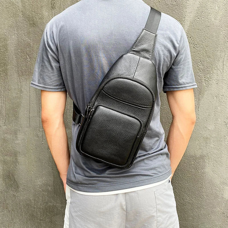 leather chest bag male fashion brand