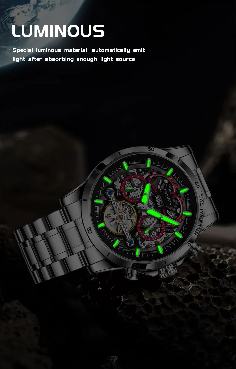 LIGE Mechanical Watches Chronograph Watch for Men Automatic Men&