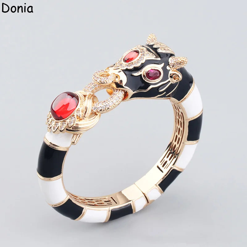 Donia Jewelry European and American fashion cow titanium steel micro-inlaid zircon animal luxury bracelet