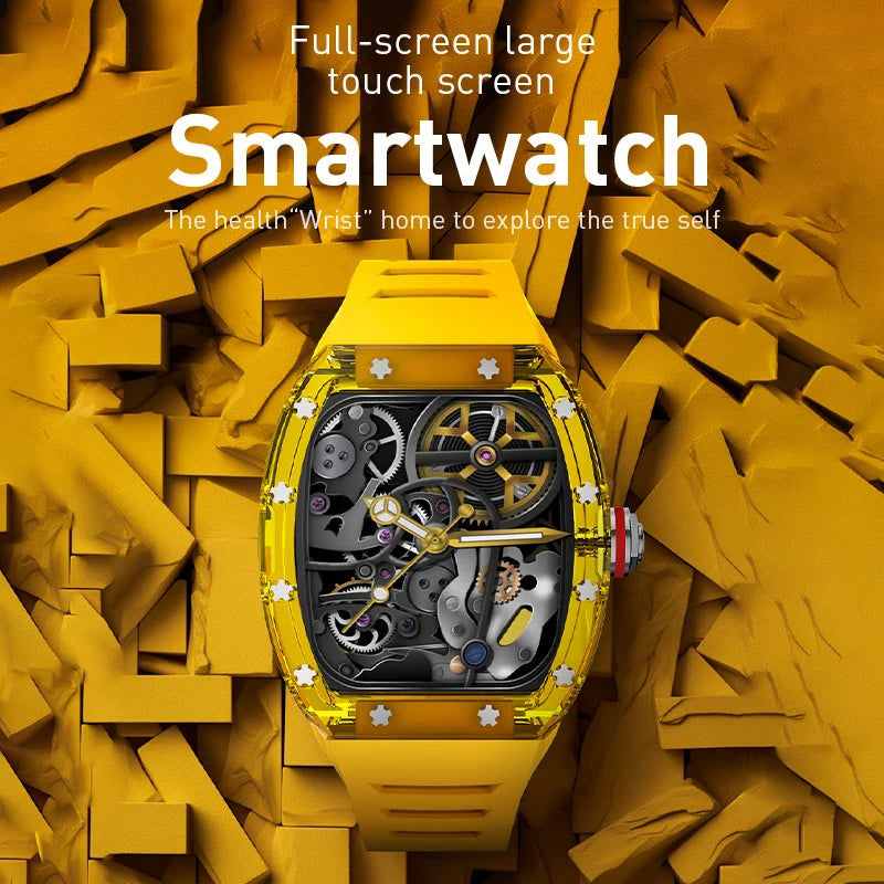 Yellow Smart Watch Bluetooth Pressure Blood.