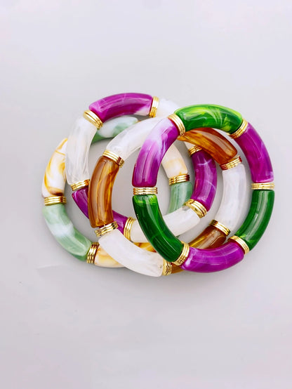 Colorful Acrylic Tube Stretch Bracelet for Women, Fashion Stylish Bangle Jewelry Couple Bangles Gift Jewelry