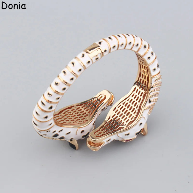 Donia Jewelry European and American fashion personality zebra titanium steel micro-inlaid zircon animal luxury bracelet