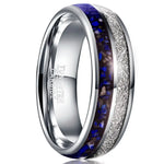 Tungsten Carbide Steel Ring Lapis Lazuli Imitation Meteorite Ring Jewelry for Men Wedding GIft