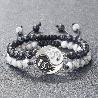 2Pcs/Set Dragon Yin Yang Braclete Gossip Couple.