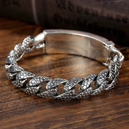 design Handmade Silver Bracelet Male Dragon