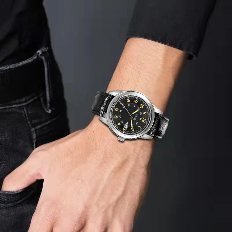 Titanium watch Genuine Leather Waterproof Wristwatch.