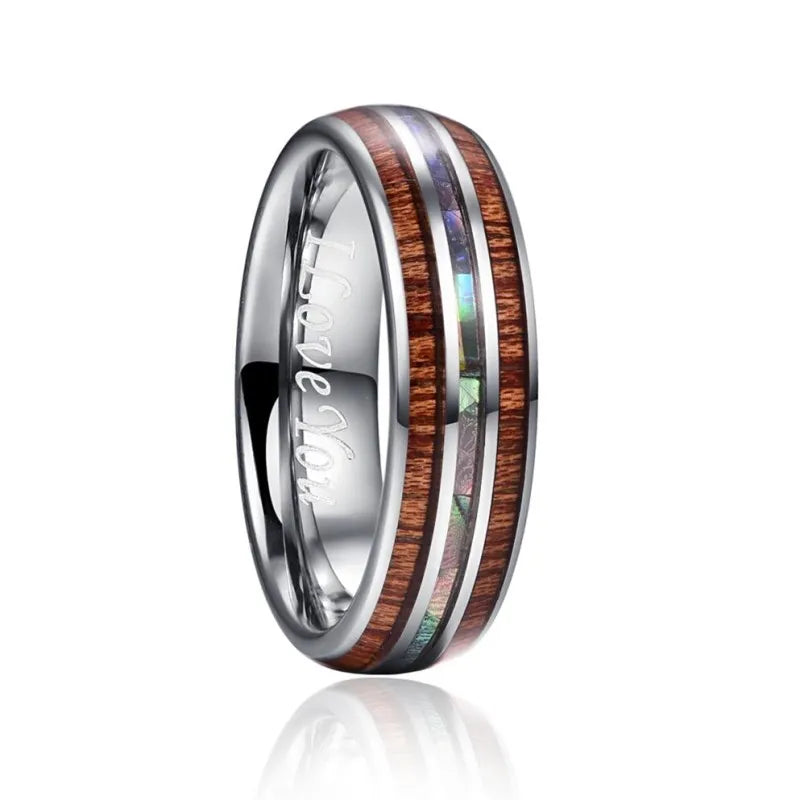 Tungsten Carbide Ring with Hawaiian Wood.