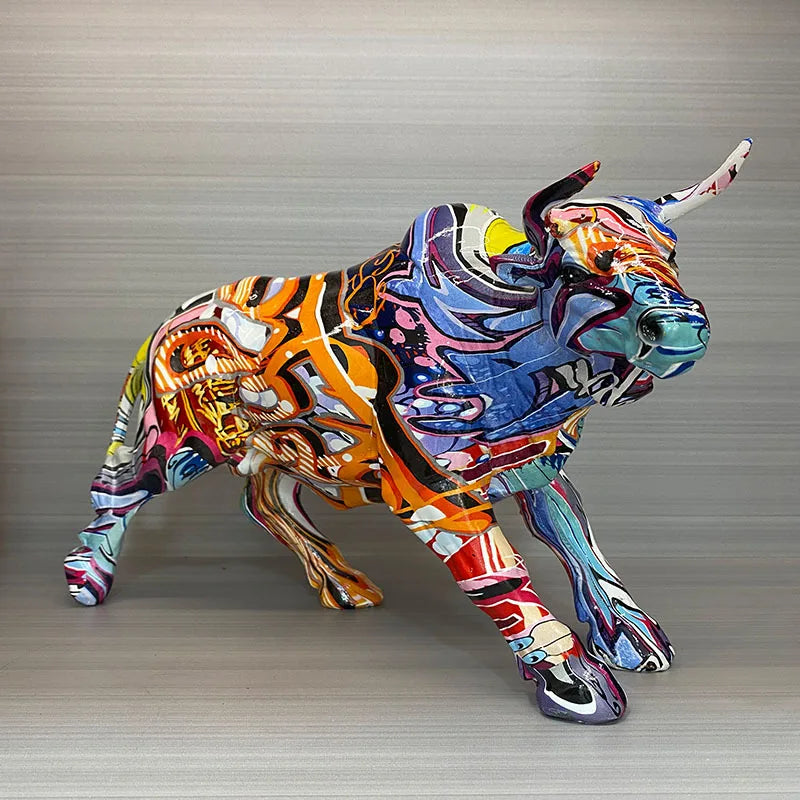 Nordic Creative Wall Street Resin Bull Figurine.