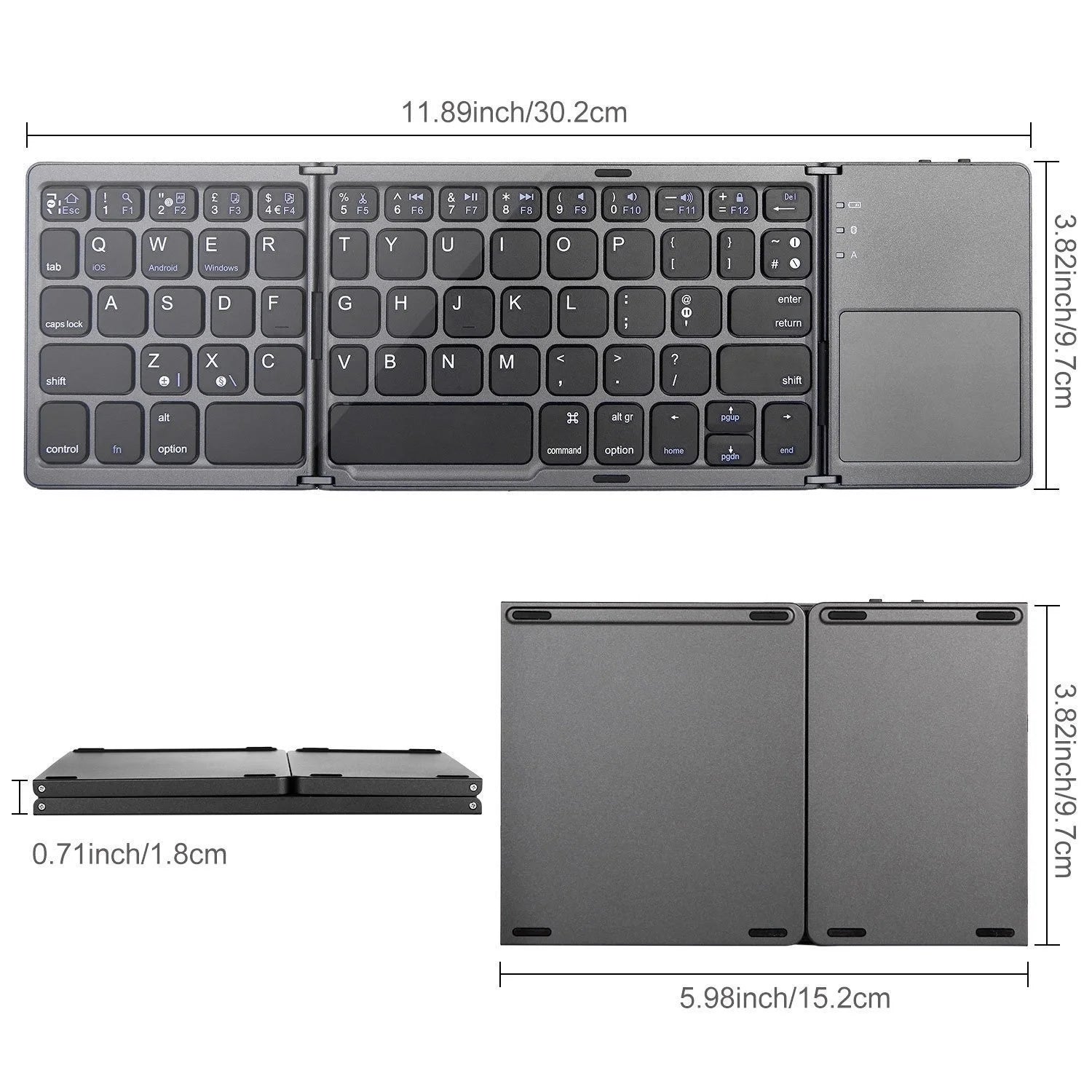 Foldable Wireless Keyboard Ultra Slim Touchpad.