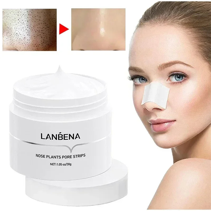 LANBENA Blackhead Remover Cream Paper Plant Pore Strips Nose Acne Cleansing Black Dots Peel Off Mud Mask Treatments Skin Care