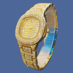 Quartz Watch For Women Luxury Gold Full Diamond.