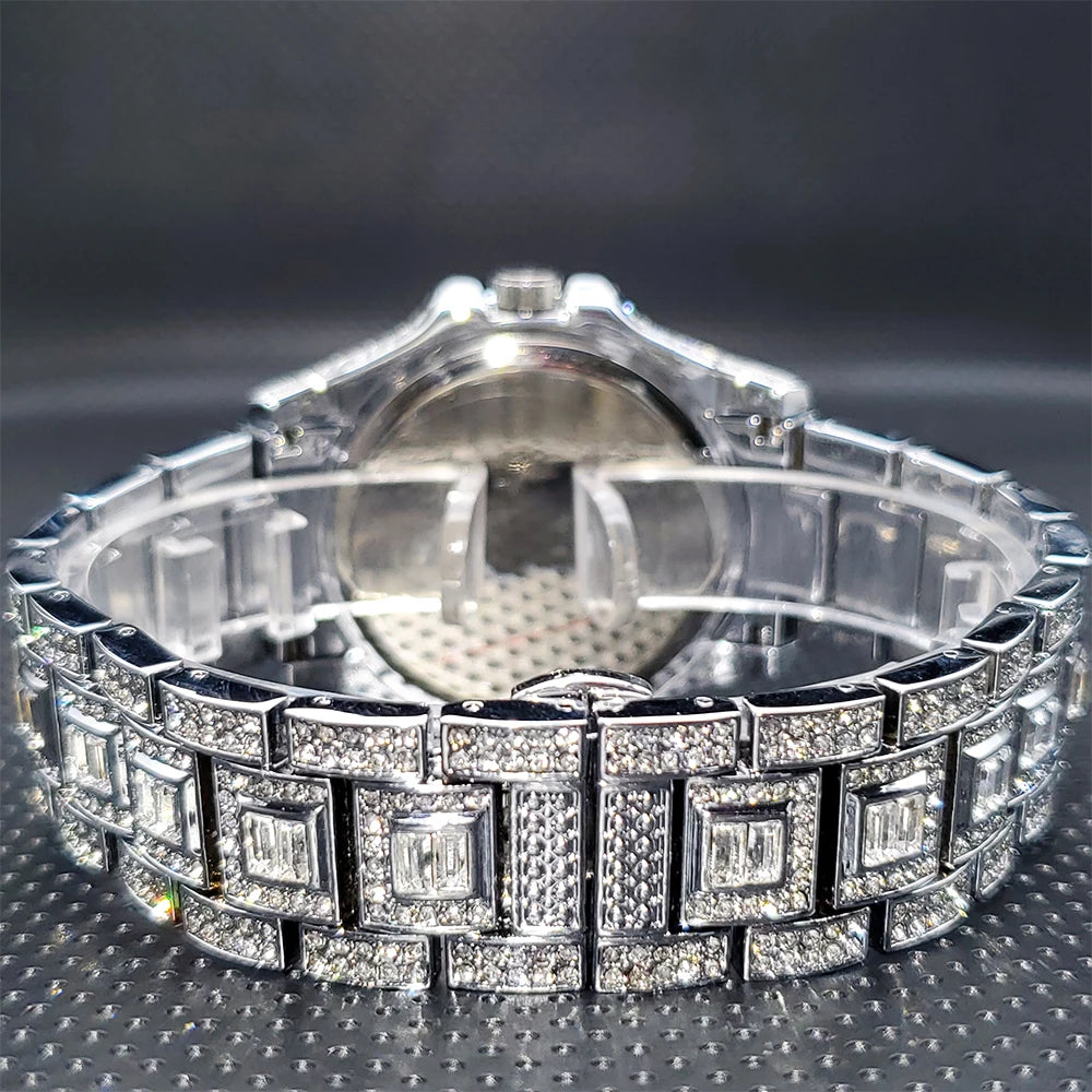 New Luxury Diamond Men Watch Iced Out Stainless.