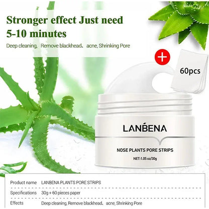 LANBENA Blackhead Remover Cream Paper Plant Pore Strips Nose Acne Cleansing Black Dots Peel Off Mud Mask Treatments Skin Care