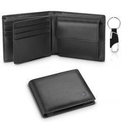 Genuine Leather Wallet Men Classic Black.