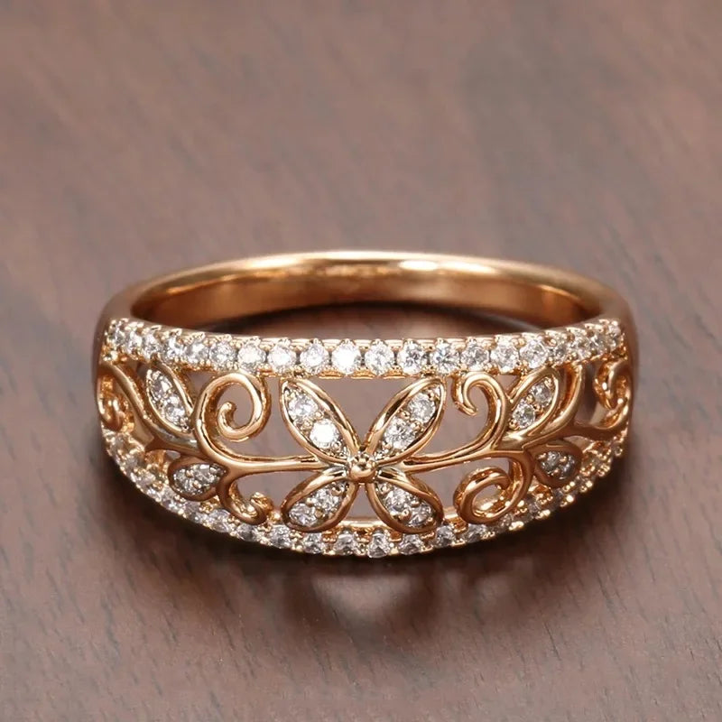 Gold Full Diamond Rings for Women Engagement Wedding.