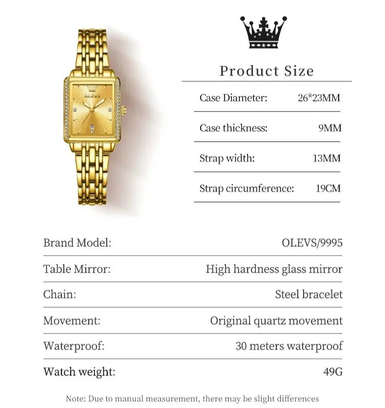 OLEVS 9995 Classic Quartz Watch For Women Luxury Original Stainless Steel Dress Wristwatch Calendar Waterproof Ladies Hand Clock