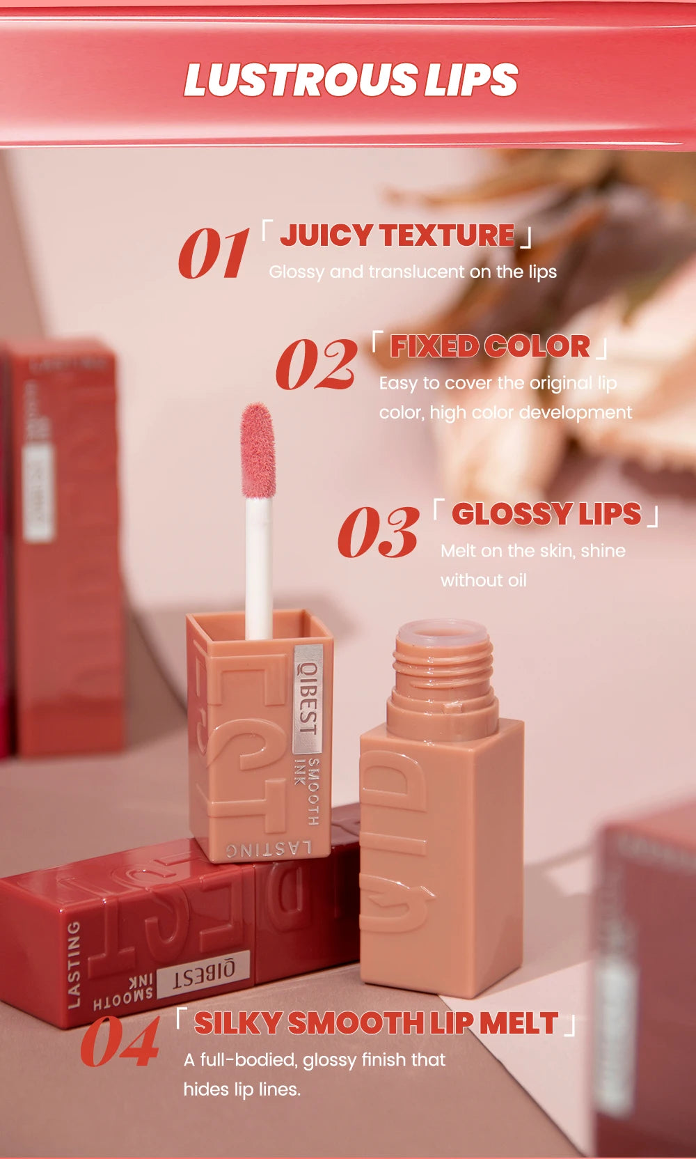 QIBEST Waterproof Lip Gloss Mirror Lipgloss Glaze Moisturizing Water Glossy Lip Gloss Shine Liquid Lipstick Lasting Makeup New