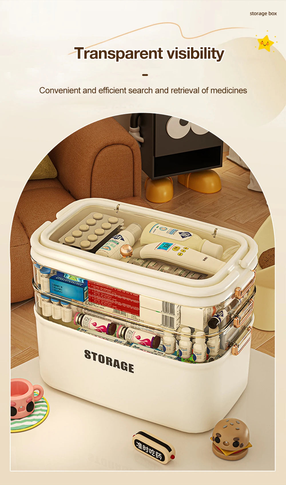 Medicine Storage Box Plastic Multi-Layer Portable.