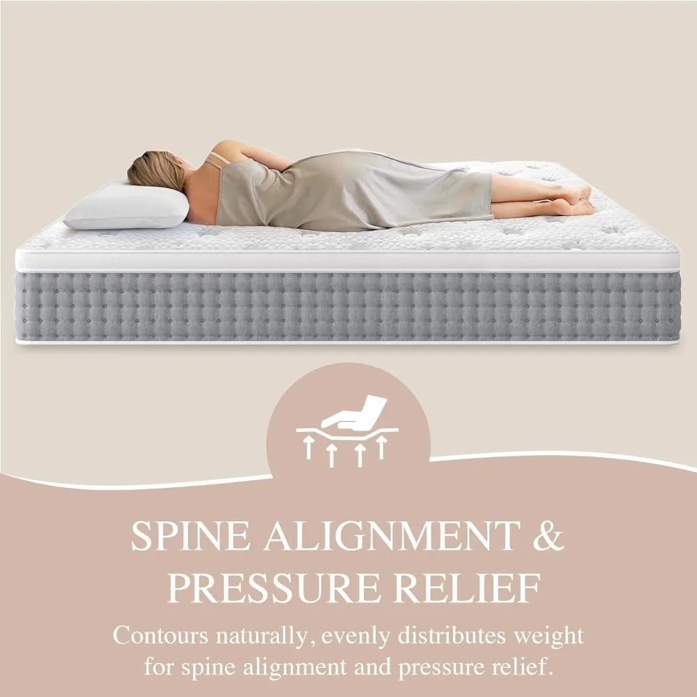 King Mattress 12 Inch - Hotel-Collection Hybrid Mattress Pain Relief - Deep Sleep Firm Mattress Extra Lumbar Support