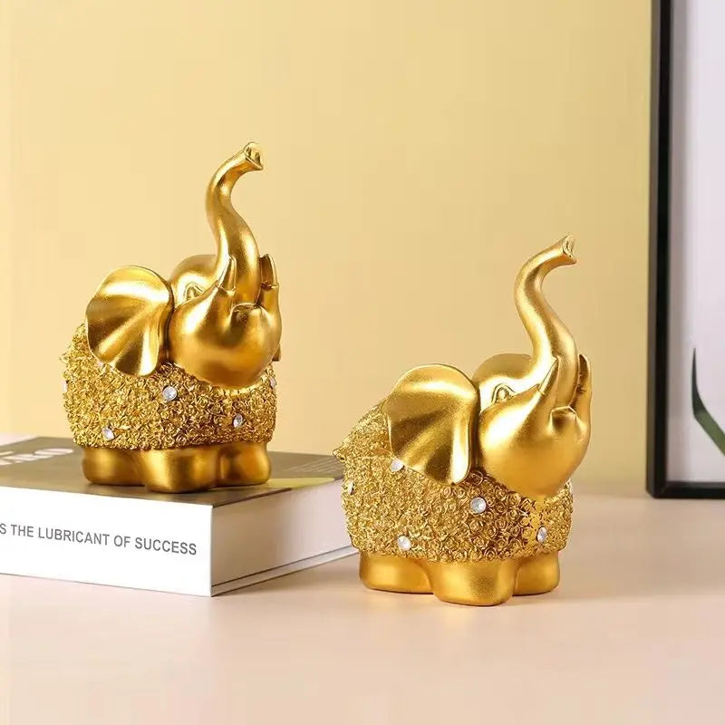 Lucky Golden Elephant Living Room Decorations TV.