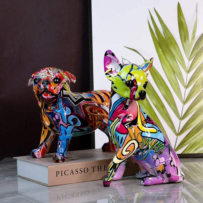 Water Transfer Printing Chihuahua Dog Decorative Statue