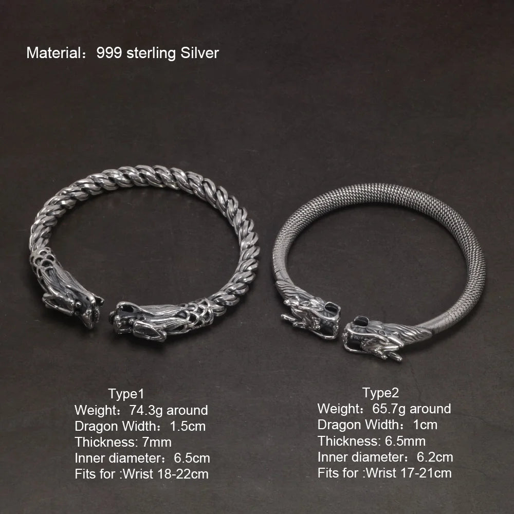 Silver Open Bracelet Bangle For Men Double.