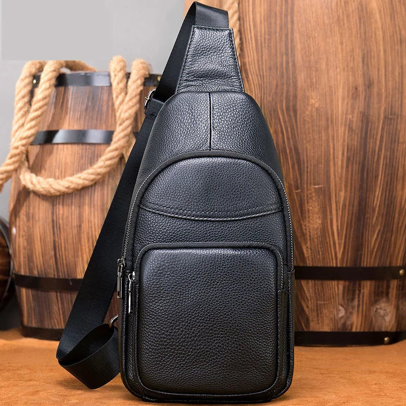 leather chest bag male fashion brand