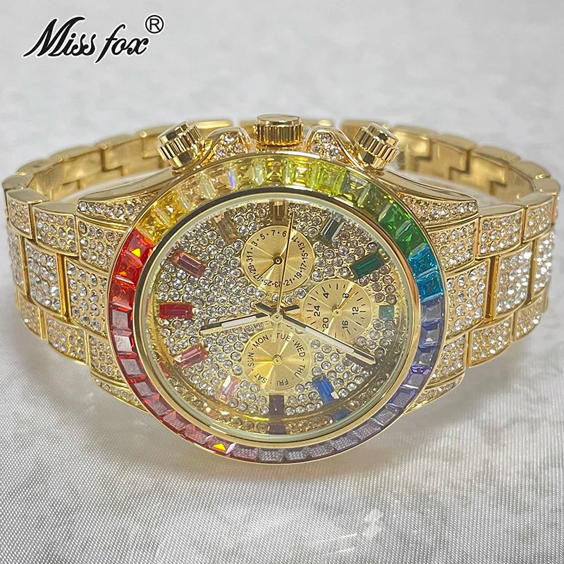 Luxury Brand MISSFOX Gold Watches Men.