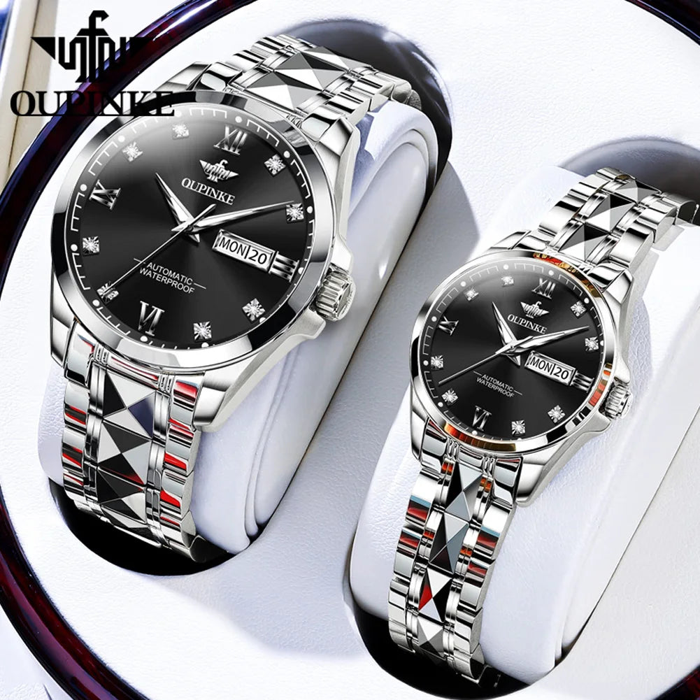 OUPINKE 3262 Couple Watches for Men Women Dual Calendar Display Waterproof Lover Wristwatch Luxury Brand Original Couple Watch