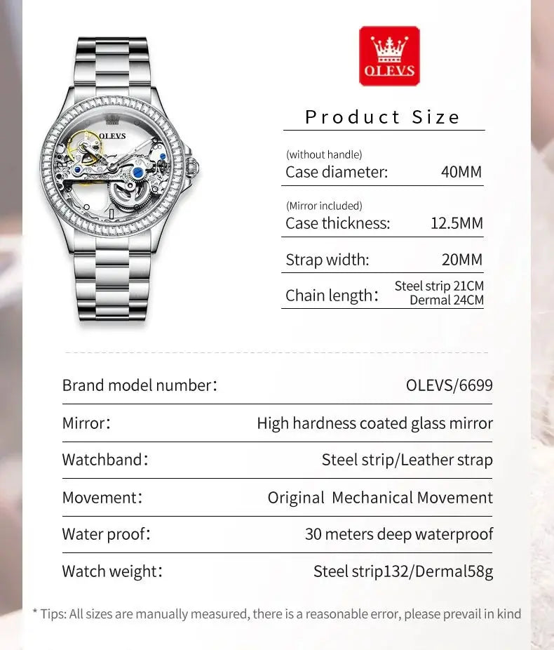 OLEVS 6699 Luxury Original Mechanical Watch For Women.