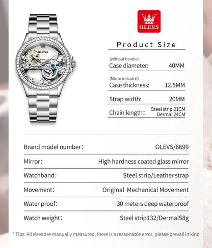 OLEVS 6699 Luxury Original Mechanical Watch For Women.