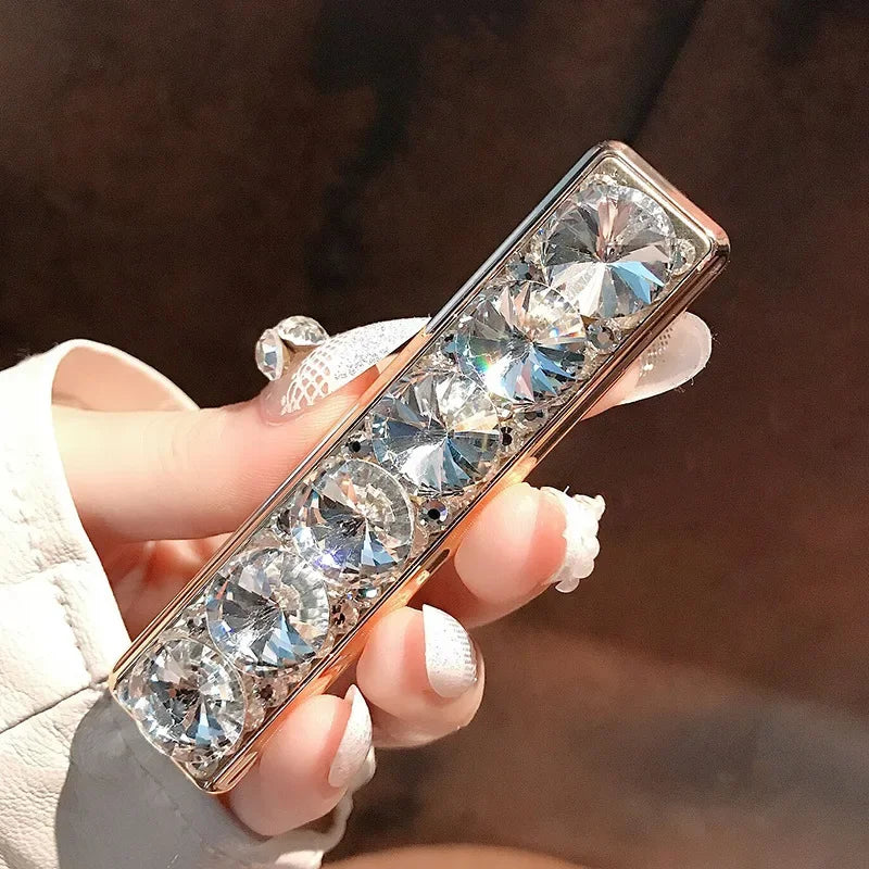 Portable USB rhinestone rechargeable lighter windproof.