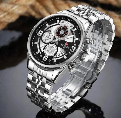 REWARD New Mens Watches Stainless Steel Luxury Waterproof Chronograph