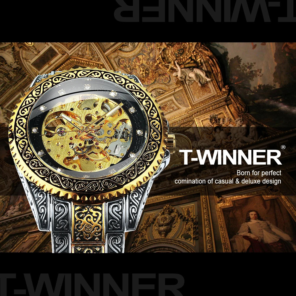 WINNER Vintage Engraved Luxury Mechanical Watch.