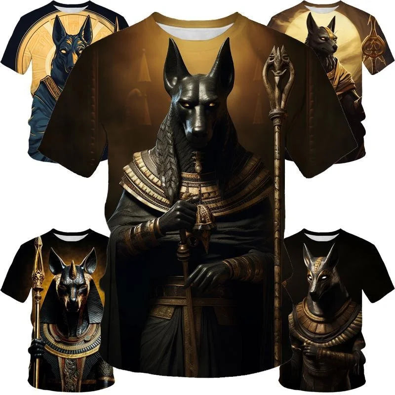 New Ancient Greek T-shirt Personality Fashion Casual Anubis.