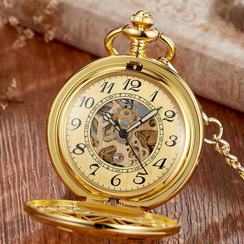 Maple Leaves Rhombus Luminous Mechanical Pocket Watch.