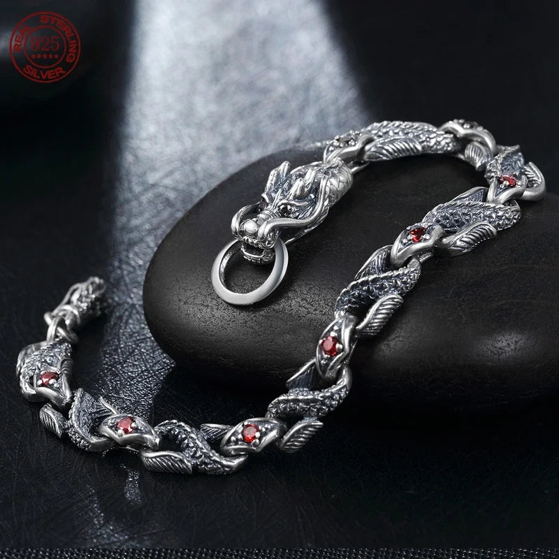 High-grade silver dragon bracelet for men and women.