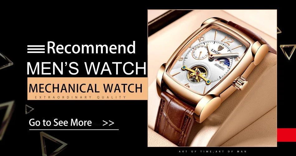 LIGE Mechanical Watches Chronograph Watch for Men Automatic Men&