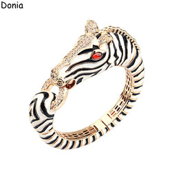 Donia Jewelry European and American fashion zebra titanium steel micro-set zircon animal luxury bracelet