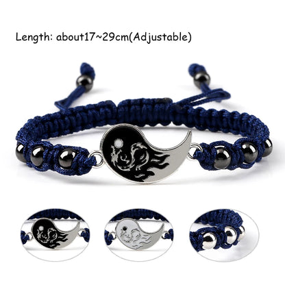 2Pcs/set Dragon Tai Chi Gossip Braided Bracelet.