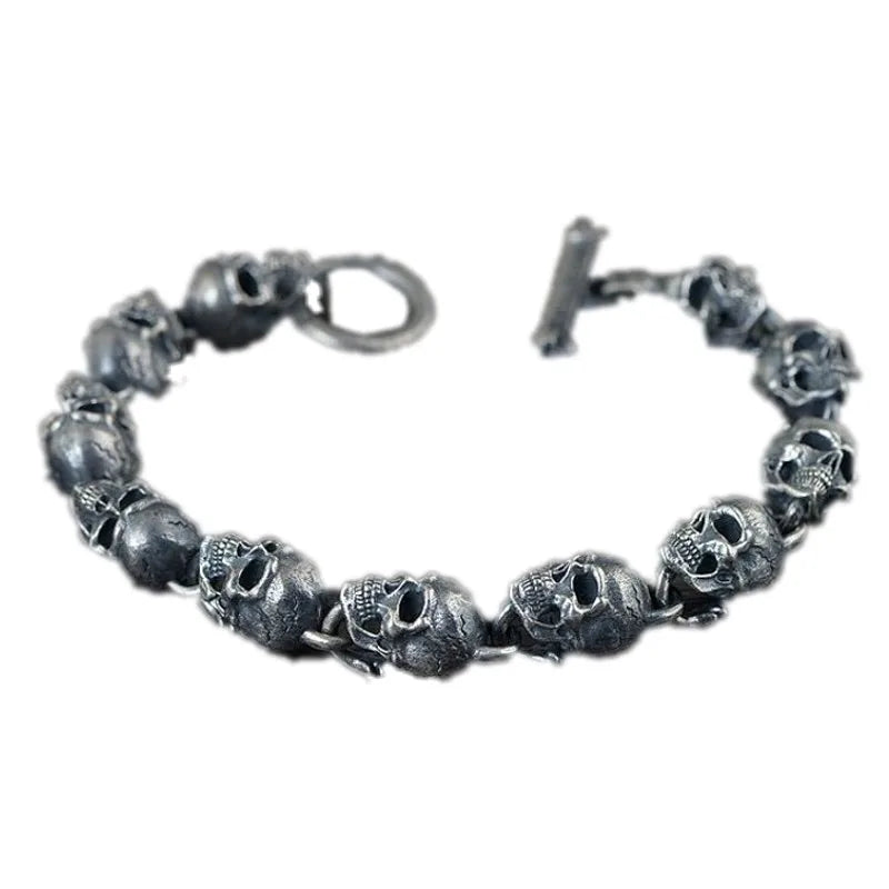 New 100% True Solid S925 Silver Jewelry  Removable Skull Detachable Taro Men's Bracelet Fashion Holiday Gifts