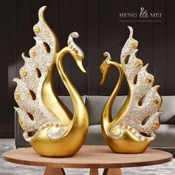 Modern Luxury Swans for home accessories living room TV set artwork for Entryway wine set decoration