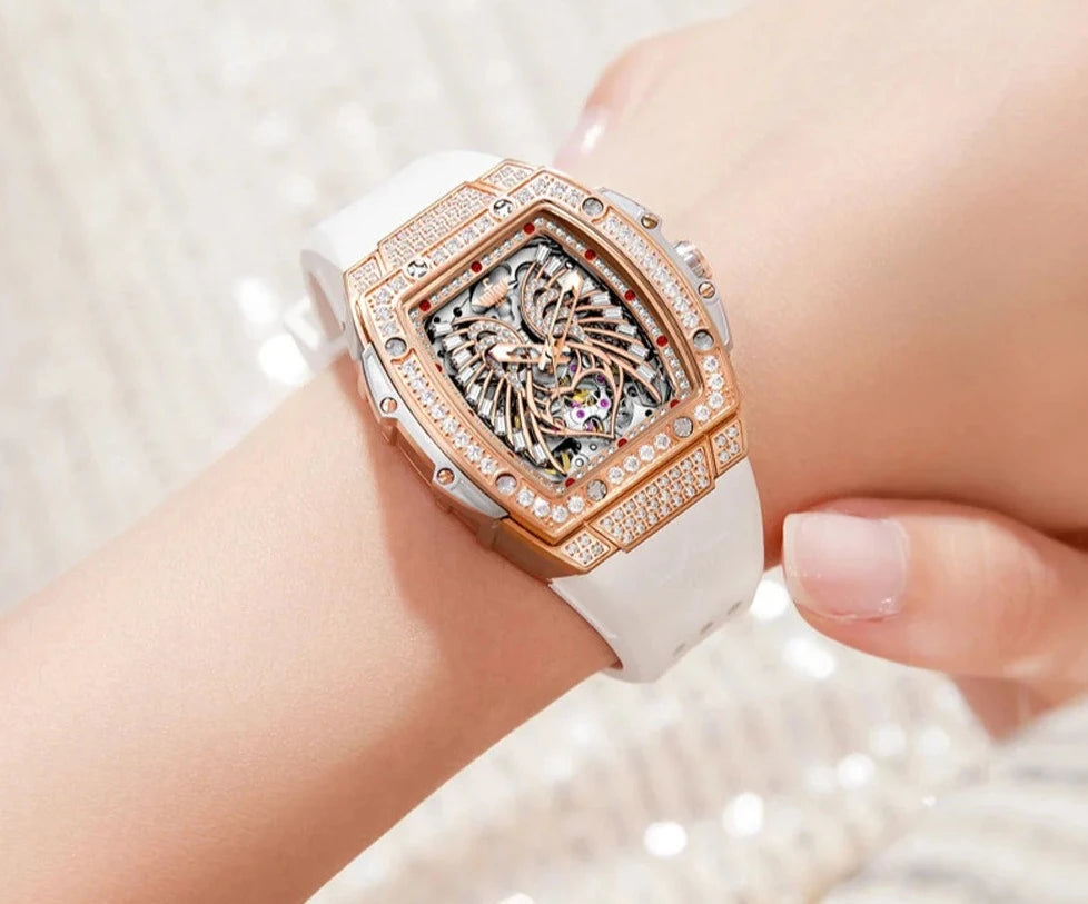 Women's Watches Luxury Fashion Love Diamond Dial Original Automatic Mechanical Watch for Ladies Waterproof Sapphire