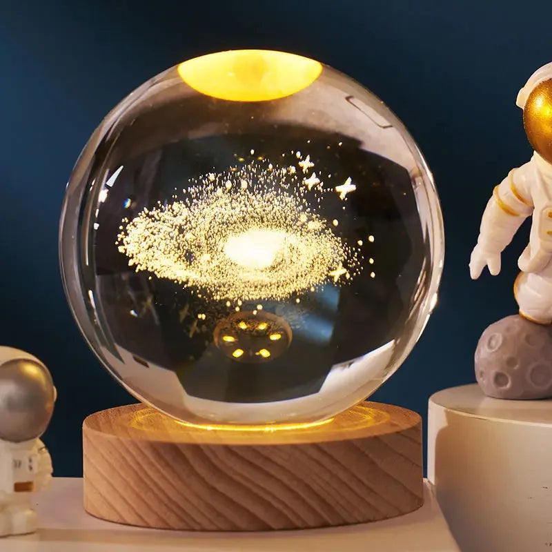 USB Plug-in 3D Crystal Ball LED Night Light Moon Galaxy.