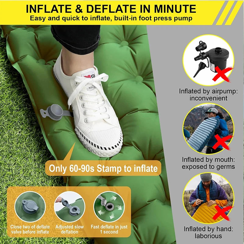 Camping Inflatable Mattress Couple Portable Sleeping Air Matt Double Tent Camping Air matt with Camp Pillow for Tourism Hiking