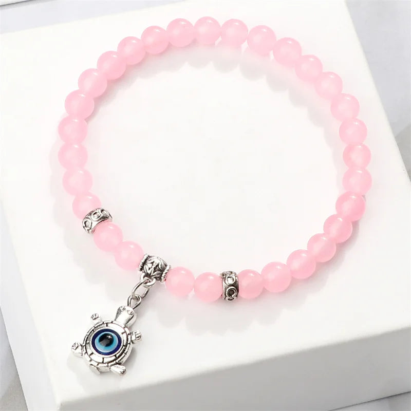 Pink Quartzs Charm Bracelet Women Men Butterfly.