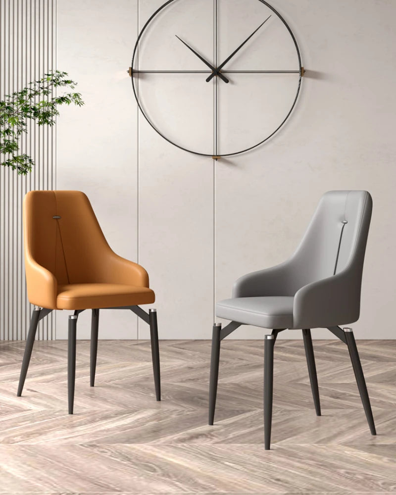 Nordic Luxury Leather Dining Chairs - Minimalist Design for Home, Cafe, and Restaurant.