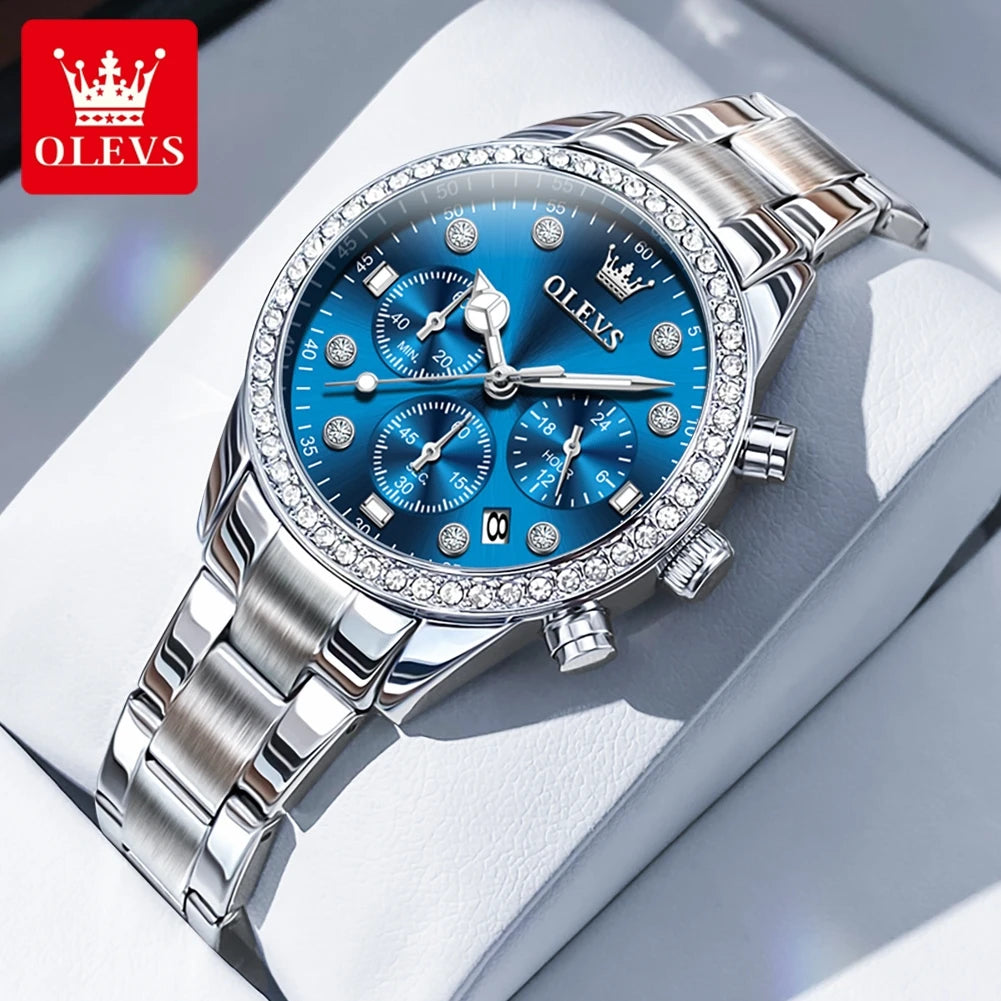 OLEVS Women Watches  Luxury Silver Watch