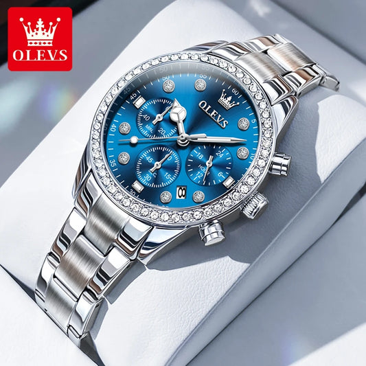 OLEVS Women Watches  Luxury Silver Watch